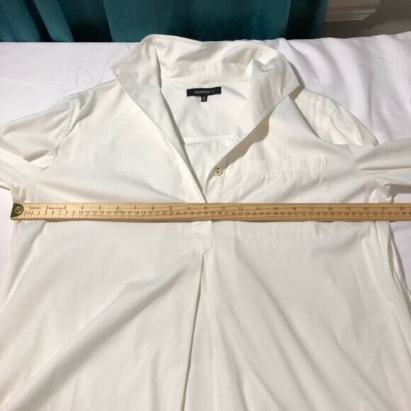 Lafayette 148 womens M white pullover shirt dress tunic toggle sleeves pockets - Picture 8 of 12